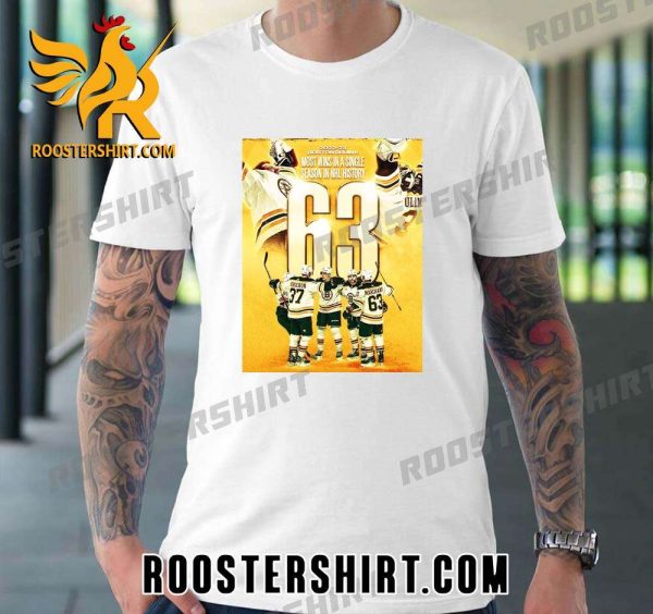 2023 Boston Bruins Most Wins 63 In A Single Season In NHL History T-Shirt