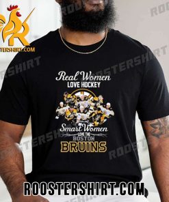 2023 Real Women Love Hockey Smart Women Love The Boston Bruins Signatures Unisex T-Shirt Gift For Fans