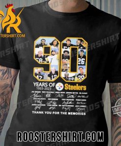 90 Years Of 1933 2023 Steelers Joe Greene Troy Polamalu Hines Ward Signature Thank You For The Memories T-Shirt Gift For Fans