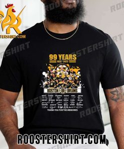 99 Years 1924 2023 Boston Bruins Thank You For The Memories Signatures Unisex T-Shirt Gift For Fans