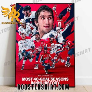 Alex Ovechkin Most 40 Goal Seasons In NHL History Poster Canvas