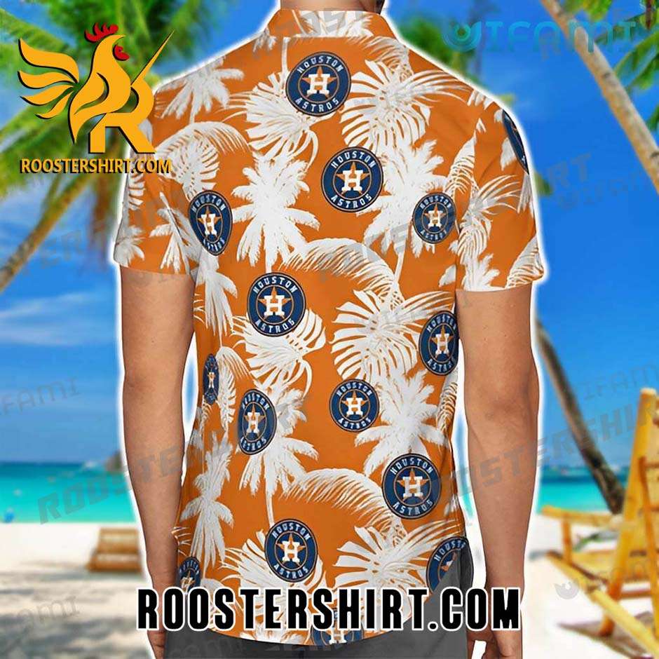 Astros Tropical Hawaiian Shirt White Coconut Tree Logo Astros