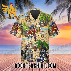 Beach Party Pirates Captain Skeleton Beer Skull Hawaiian Shirt And Shorts