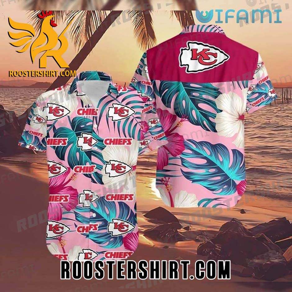 Big Hibiscus Palm Leaf Kansas City Chiefs Hawaiian Shirt And Shorts