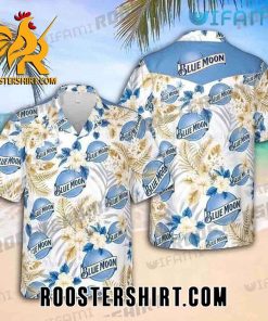Blue Moon Beer Logo Pattern Hawaiian Shirt