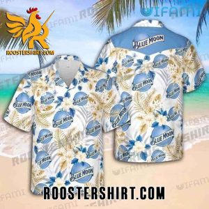 Blue Moon Beer Logo Pattern Hawaiian Shirt