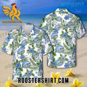 Blue Moon Beer Tropical Hibiscus Hawaiian Shirt