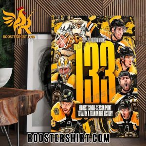 Boston Bruins 133 Highest Single Season Point Total By A Team In NHL History Poster Canvas