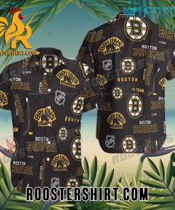 Boston Bruins Hawaiian Shirt And Shorts Black Bears Logo For Bruins Fans