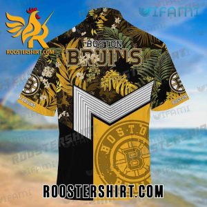 Boston Bruins Hawaiian Shirt Big Logo Tropical Flower For Bruins Fans