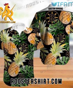 Boston Bruins Hawaiian Shirt Big Pineapple Palm Leaf For Bruins Fans