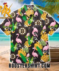 Boston Bruins Hawaiian Shirt Flamingo Tropical Flower For Bruins Fans