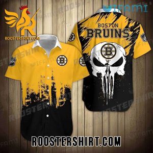 Boston Bruins Hawaiian Shirt Punisher Skull Melting Pattern For Bruins Fans