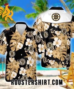 Boston Bruins Hawaiian Shirt Tropical Flower Palm Leaf For Bruins Fans