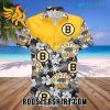 Boston Bruins Logo Pattern Tropical Flower Hawaiian Shirt