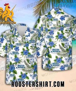 Bud Light Hawaiian Shirt And Shorts Tropical Hibiscus Pattern For Beer Fans