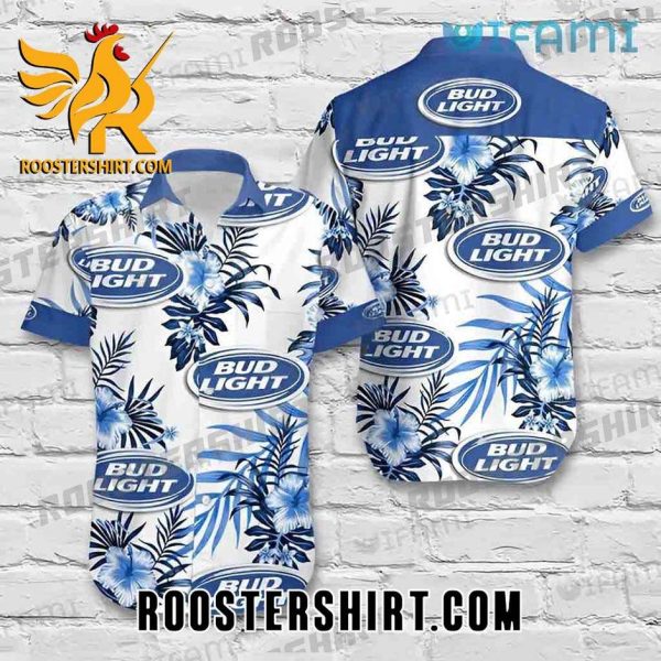 Bud Light Tropical Floral Hawaiian Shirt And Shorts Hibiscus For Beer Fans