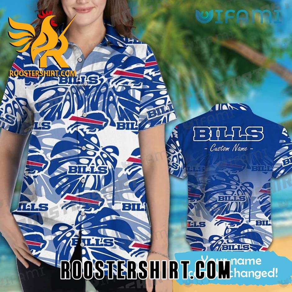 Buffalo Bills Hawaiian Shirt And Shorts Palm Leaf Custom Name For Bills Fans