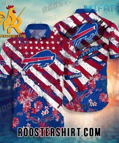 Buffalo Bills Hawaiian Shirt And Shorts Usa Flag Flower Pattern For Bills Fans