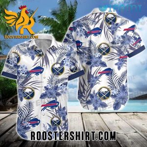 Buffalo Bills Hawaiian Shirt Buffalo Sabres Hibiscus Palm Leaves For Bills Fans