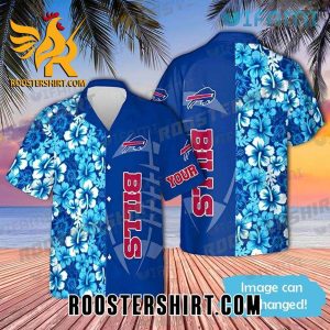 Buffalo Bills Hawaiian Shirt Football Blue Hibiscus Pattern Customized For Bills Fans