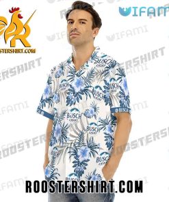 Busch Light Hawaiian Shirt And Shorts Blue Hibiscus For Beer Fans