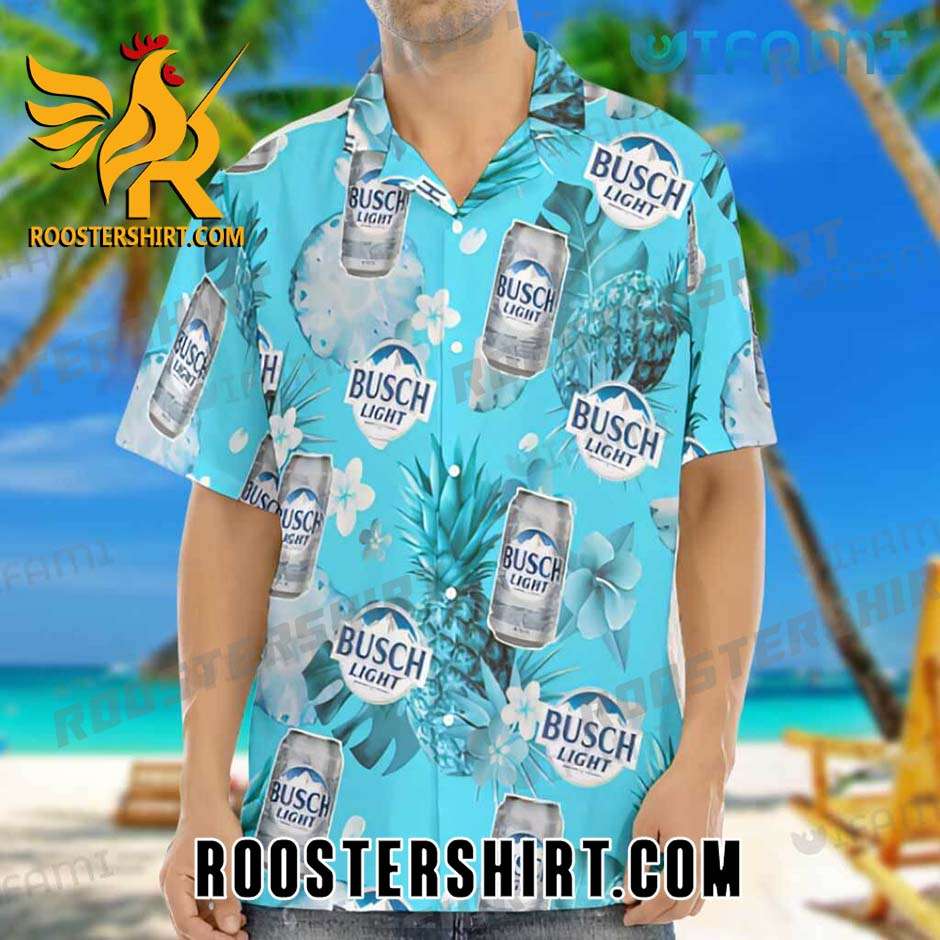 Busch Light Hawaiian Shirt And Shorts Blue Pineapple For Beer Fans