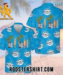 Busch Light Hawaiian Shirt And Shorts Palm Tree Surfing For Beer Fans