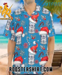 Busch Light Hawaiian Shirt And Shorts Santa Hat Christmas For Beer Fans