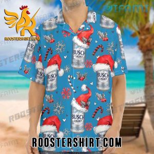 Busch Light Hawaiian Shirt And Shorts Santa Hat Christmas For Beer Fans