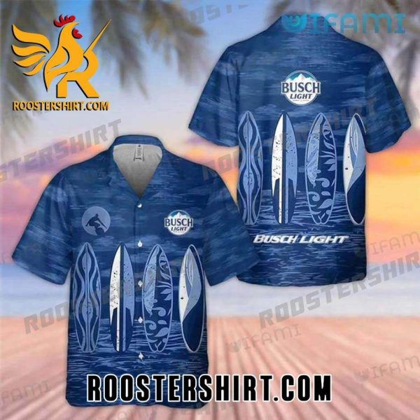 Busch Light Hawaiian Shirt And Shorts Surfing For Beer Fans