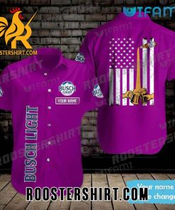 Busch Light Hawaiian Shirt And Shorts Us Flag Custom Name For Beer Fans