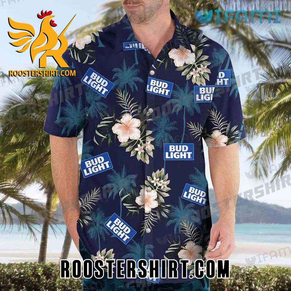 Cheap Bud Light Hawaiian Shirt Tropical Hibiscus Gift For Beer Fans