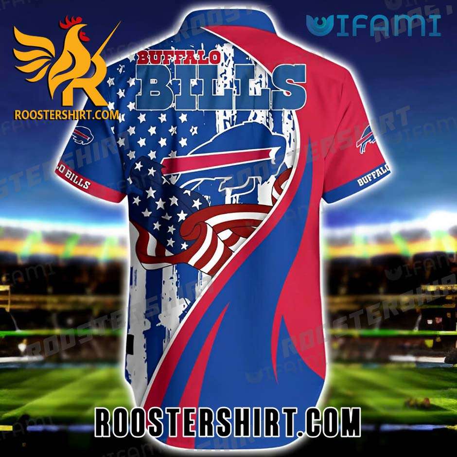 Cheap Buffalo Bills Hawaiian Shirt Fire American Flag Classic For Bills Fans