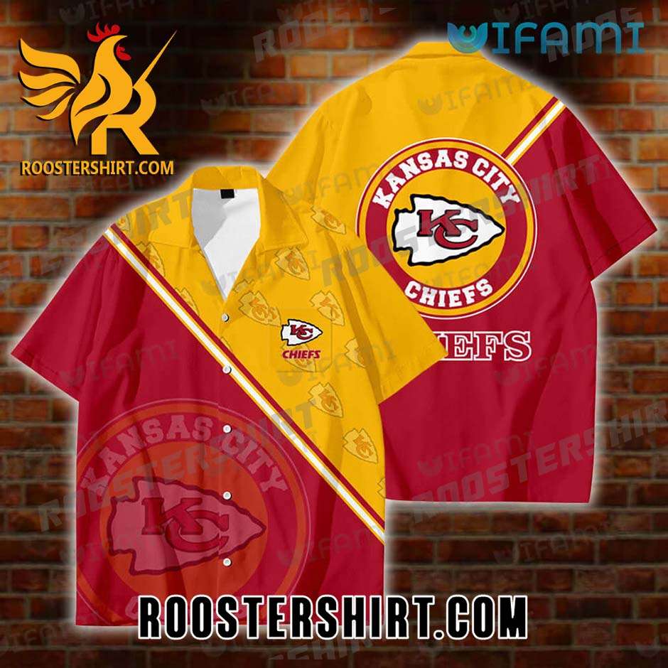 Chiefs Logo Gold Red Kansas City Chiefs Hawaiian Shirt And Shorts
