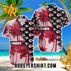 Chiefs Logo Pattern Mix Coconut Tree Kansas City Chiefs Hawaiian Shirt