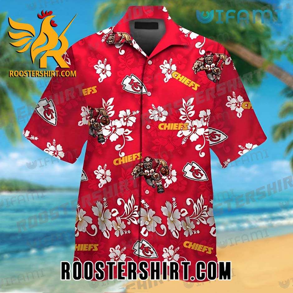 Chiefs Mascot Hibiscus Pattern Kansas City Chiefs Hawaiian Shirt And Shorts