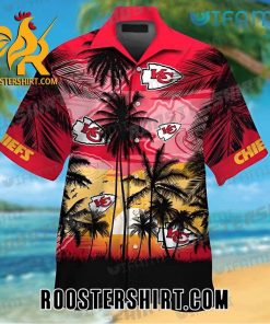 Chiefs Sunset Coconut Tree Pattern Kansas City Chiefs Hawaiian Shirt And Shorts