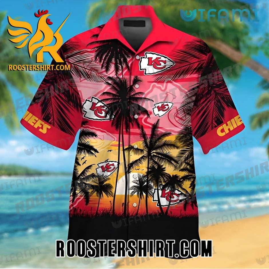 Chiefs Sunset Coconut Tree Pattern Kansas City Chiefs Hawaiian Shirt And Shorts
