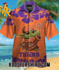 Clemson Tigers Baby Yoda Hawaiian Shirt Gift For Gift For Clemson Fans