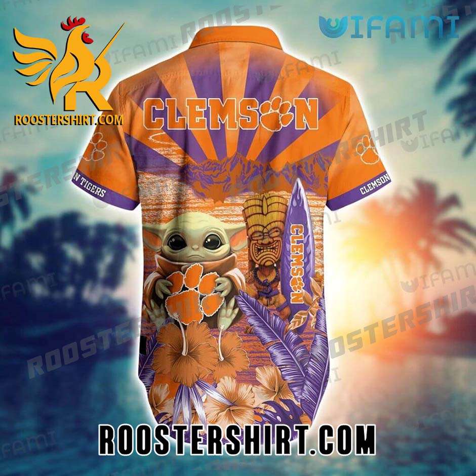 Clemson Tigers Hawaiian Shirt Baby Yoda Gift For Clemson Fans