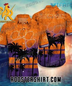 Clemson Tigers Hawaiian Shirt Coconut Tree Beach Gift For Clemson Fans