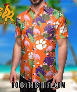 Clemson Tigers Hawaiian Shirt Flamingo Floral Gift For Clemson Fans