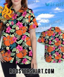 Clemson Tigers Hawaiian Shirt Hibiscus Floral Gift For Clemson Fans