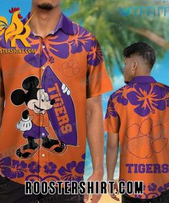 Clemson Tigers Hawaiian Shirt Mickey Surfing Gift For Clemson Fans