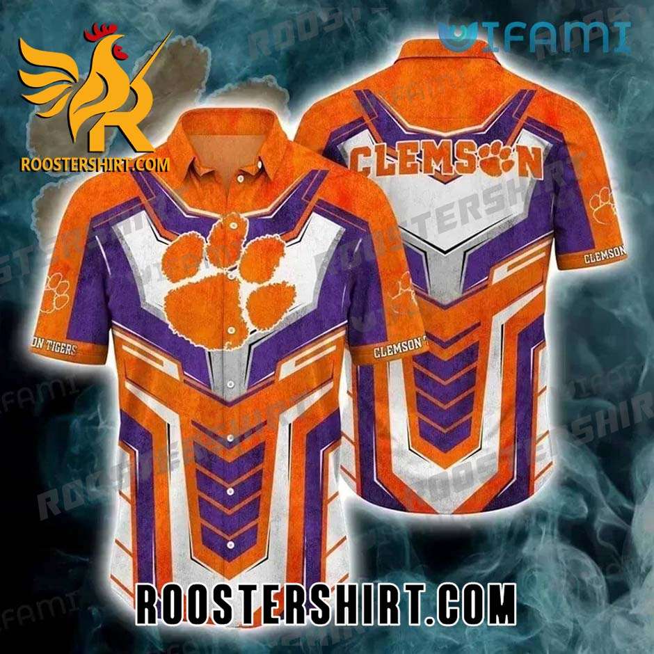 Clemson Tigers Hawaiian Shirt Purple Orange Bleed Gift For Clemson Fans