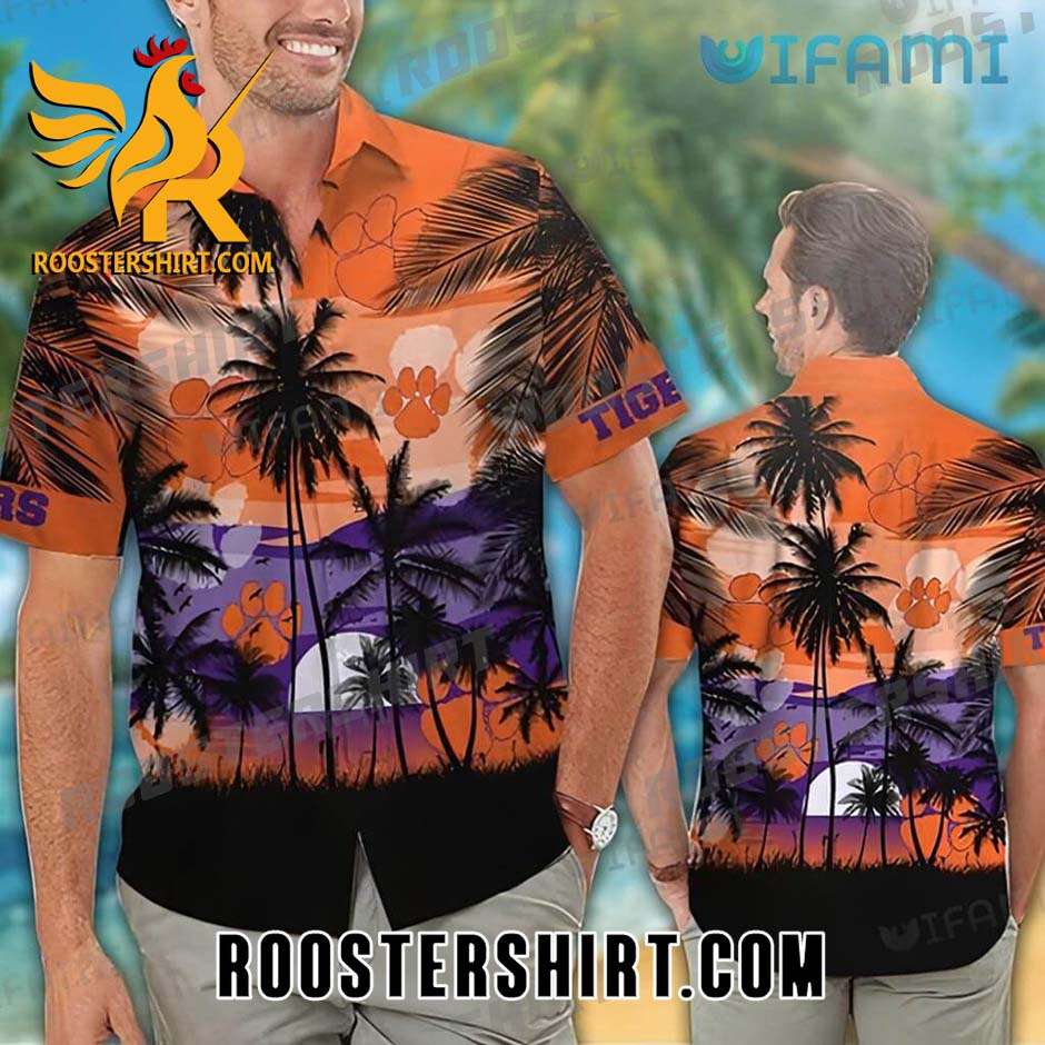 Clemson Tigers Hawaiian Shirt Sea Sunset Gift For Clemson Fans