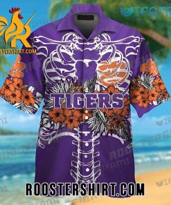 Clemson Tigers Hawaiian Shirt Skeleton Tropical Gift For Clemson Fans
