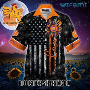 Clemson Tigers Hawaiian Shirt Sunflower Custom Name Gift For Clemson Fans