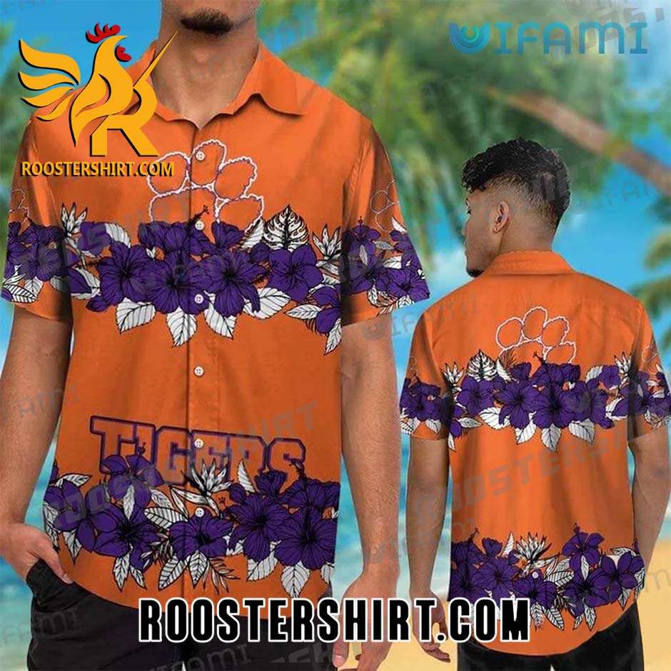 Clemson Tigers Hawaiian Shirt Tropical Floral Gift For Clemson Fans